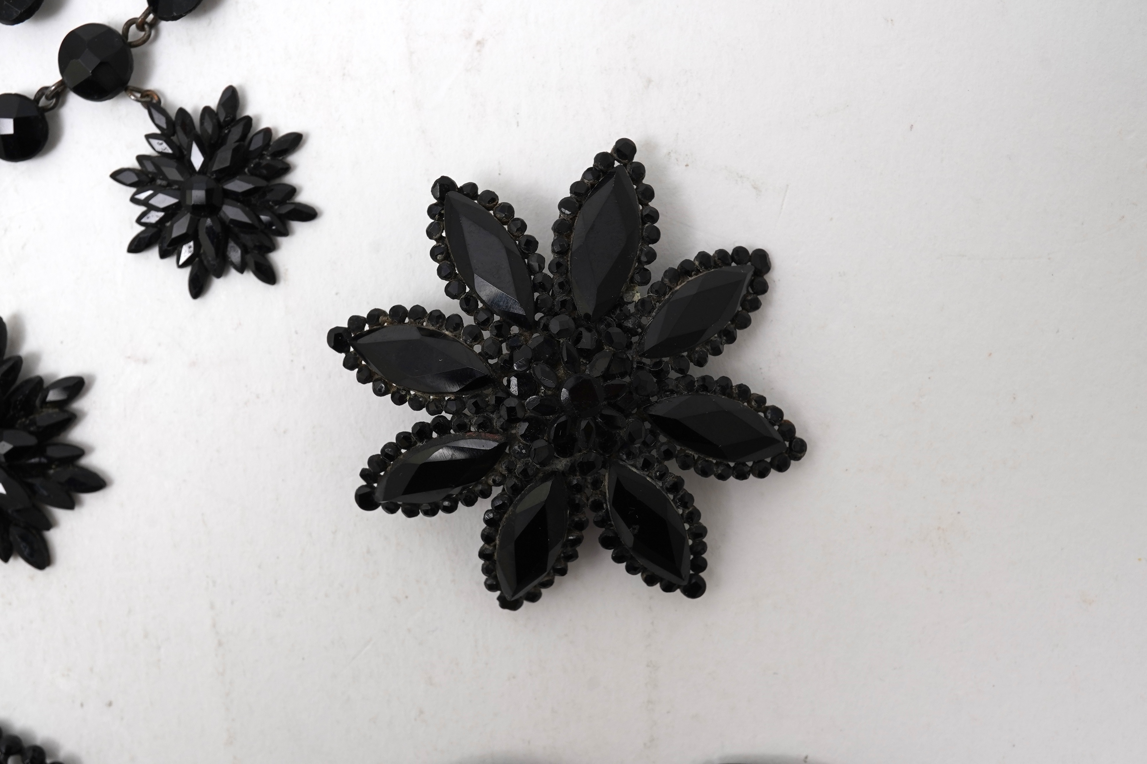 A group of simulant jet jewels, 19th century/early 20th century